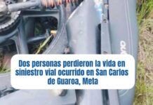 Siniestro vial en San Carlos de Guaroa deja dos personas fallecidas