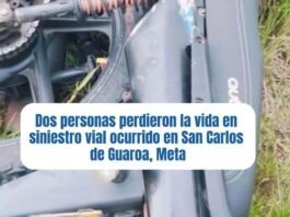 Siniestro vial en San Carlos de Guaroa deja dos personas fallecidas